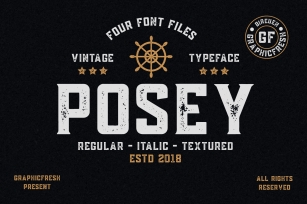 Posey - Vintage Type | 4 Font Files Font Download