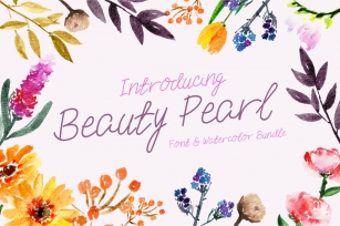 Beauty Pearl Font & Watercolor Floral Bundle Font Download