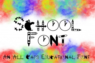School Font -- Letters Made from School Supplies Font Download