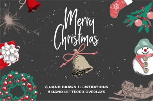 Christmas elements and lettering Font Download
