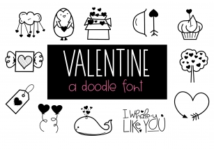 Valentine - Valentines Day Doodle Font Font Download