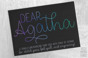 Dear Agatha - a single-line hairline pen & quill font duo! Font Download