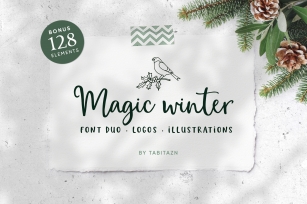 Magic Winter script font duo & logos Font Download