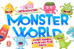 Monster World Font Family & Fun Vector Pack Font Download