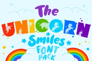 Unicorn Font | Unicorn Smiles Layered Font and Bonus Files Font Download