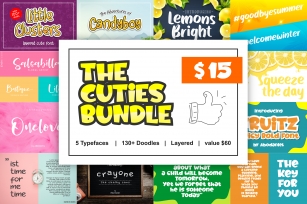 The Cuties Bundle - Fonts with Doodles - Font Download