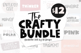 The Crafty Bundle - 14 Fun & Quirky Fonts Font Download