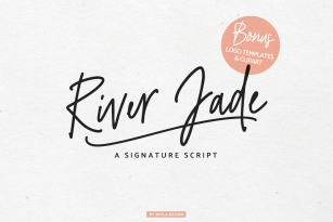 River Jade, signature font script, Logos & bonus clipart Font Download