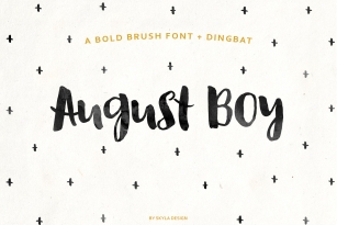 August Boy - Modern, bold, brush font + dingbat clipart Font Download