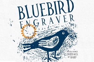 Bluebird engraver Font | An artisan hand-made stamp type. Font Download
