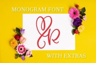 CLN - Monohearts - A Monogram Heart Font with Extra Doodles Font Download