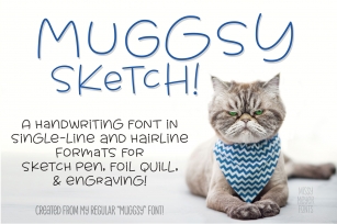 Muggsy Sketch - a quirky fun single-line hairline pen font! Font Download