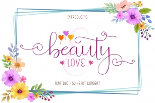 Beauty and Love - Font Duo and Extra Heart Dingbat Font Download