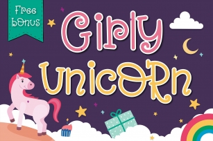 Girly Unicorn font Handwritten- cute kid font Kawaii style Font Download