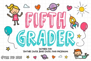 Fifth Grader - all caps doodle font Font Download