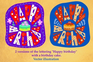 2 versions hand-drawn Happy birthday lettering Font Download