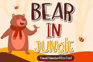 Bear in Jungle Kawaii handwritten font Font Download