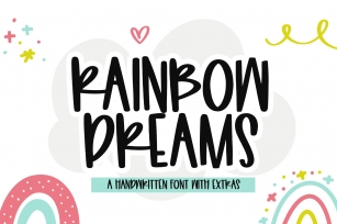 Rainbow Dreams - A Fun Handwritten Font with Extras Font Download