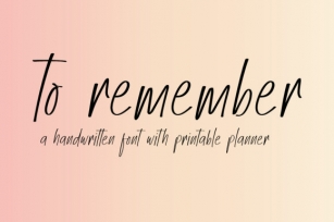 To Remember Font Download