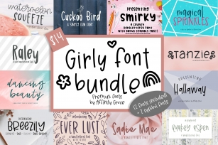 Girly Font Bundle - 12 Adorable Girly Fonts! Font Download