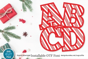 Christmas font - a Candy Cane font with candycane letters Font Download