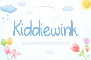 Kiddiewink Handwritten Font with Watercolor Illustration Font Download