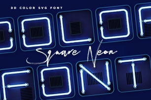 Square Neon - 3D Color SVG Font Font Download
