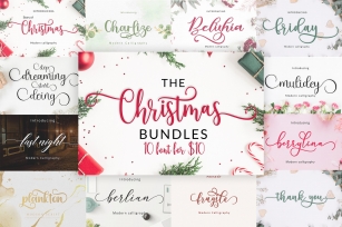 The Christmas Bundles 10 Fonts For $10 Font Download