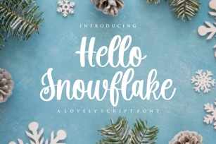 Hello Snowflake - a script winter font Font Download