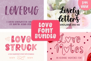 Valentines Font Bundle, 4 Font Families Font Download
