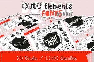 Cute Elements Bundle - Over 1,000 Decorative Doodles Font Download