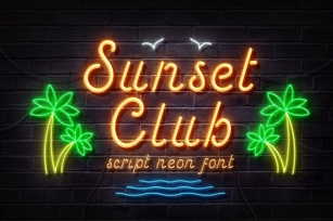 Sunset Club  Script Neon Font Font Download