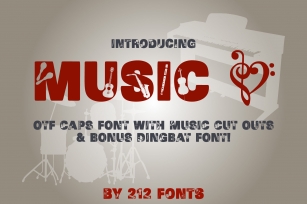 Music Display Caps font and Bonus Instruments & Notes Dingbat Font Download