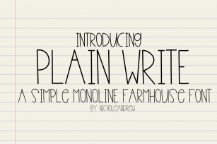 Plain Write - A Simple Monoline Farmhouse Font Font Download