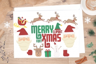 Merry Xmas CLIPART + FONT Font Download