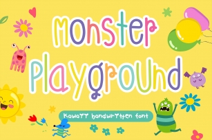 Monster Playground Handwritten- cute kid font Kawaii style! Font Download