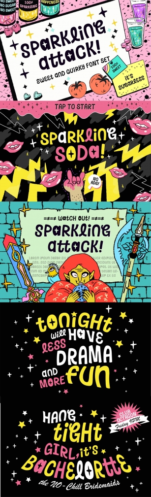 Sparkling Attack - Playful Font! Font Download