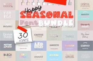 Happy Seasonal Font Bundle - 30 Cute Handwritten Fonts Font Download