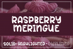 Raspberry Meringue Font Trio - Solid, Highlighted, Outlined Font Download
