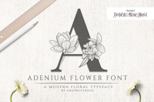 Adenium Font + Gold & Rose Gold Foil Font Download