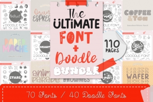 The Ultimate Font&Doodle Bundle - 110 Cute Handwritten Fonts Font Download
