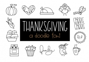 Gobble Gobble - A Thanksgiving / Fall Doodles Font Font Download