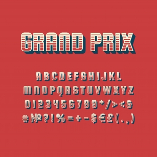 Grand prix vintage 3d vector alphabet set Font Download