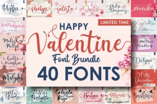 The 40 In 1 Happy Valentines Font Bundle - Special Price Font Download