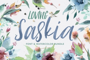 Loving Saskia Font & Watercolor Bundle Font Download