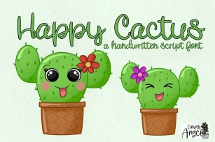 Happy Cactus - a cute handwritten script font Font Download