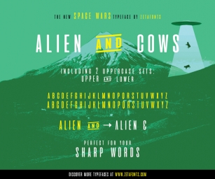 Aliens and cows Font Download