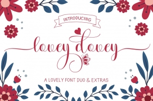 Lovey dovey Font Duo Plus Extras Font Download