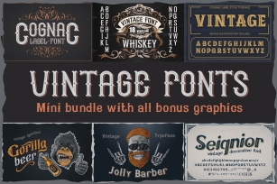 Vintage fonts bundle. Included all bonus Font Download