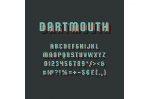 Dartmouth vintage 3d vector alphabet set Font Download